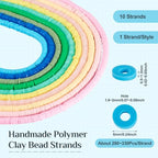 Elecrelive 2900Pcs 6mm Polymer Clay Beads 10 Colors Flat Round Disc Clay Beads Loose Spacer Chips for Bracelet Chocker Necklace Earring DIY Crafts - color: 10 Colors
