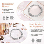 Yinkin 40 Pieces Zircon Rhinestone Beads Tube Column Pave Bead Charms Cubic Zirconia Big Hole Spacer Jewelry Bracelet Connector Crystal for DIY(Silver)