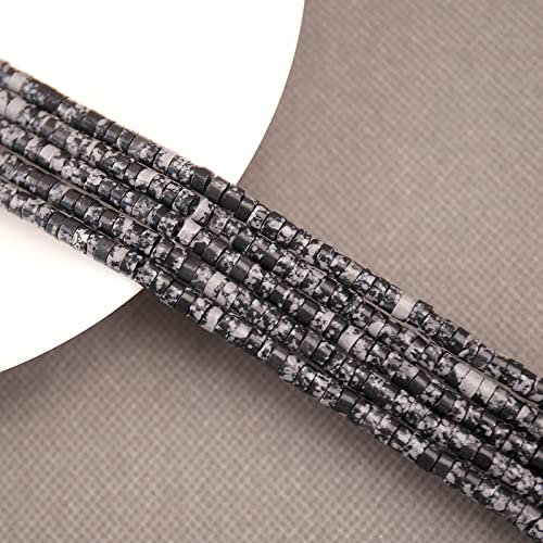 BONNY BOXX 150PCs Natural Black Imperial Jasper Spacer Beads, Loose Semi Precious Flat Round Gemstone Heishi Disc Stone Beads for Beading Jewelry Making 4mm*2mm - color: Black Imperial Jasper, size: 4MM*2MM
