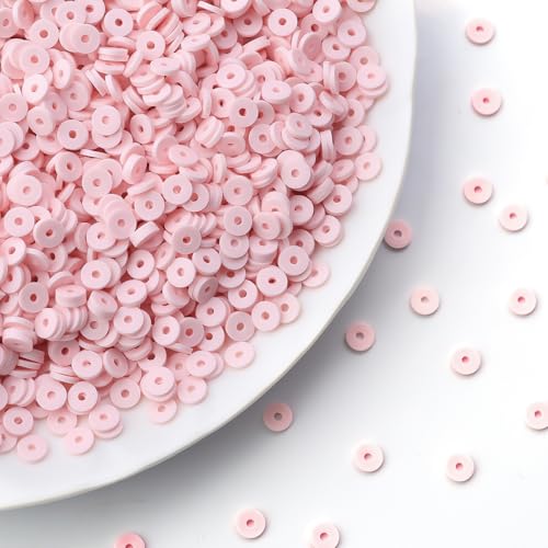 Light Pink Polymer Clay Beads, 6mm Heishi Bead for Jewelry Bracelets Necklace Making 1000PCS - color: Blush