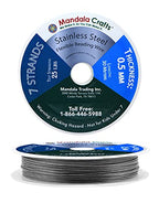 Mandala Crafts 7 Strand Beading Wire for Jewelry Making - 98 FT 24 Gauge Stainless Steel Braided Tiger Tail Wire for Bead Stringing - size: 7 Strands 24 Gauge 0.5MM 98FT