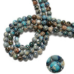 124Pcs (2pcs/Set) 6mm Dark Sky Blue Sea Sediment Jasper Smooth Round Beads Natural Stone Beads AAA Grade Premium Round Gemstone Genuine Real Stone Loose for DIY Bracelet Jewelry String Making