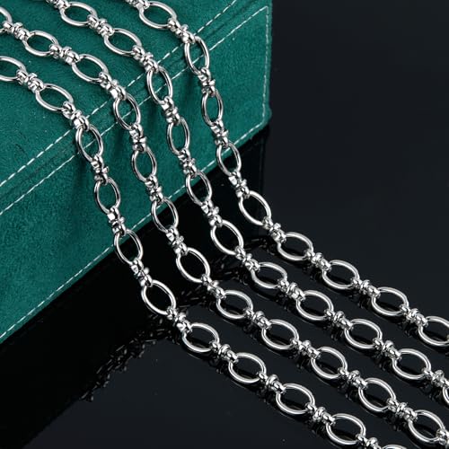 UMAOKANG 2 Meters Stainless Steel Jewelry Chains Bulk Rolo Chains Bulk for Men and Women Jewelry DIY Jewelry Making Chain - color: Rolo (Steel)