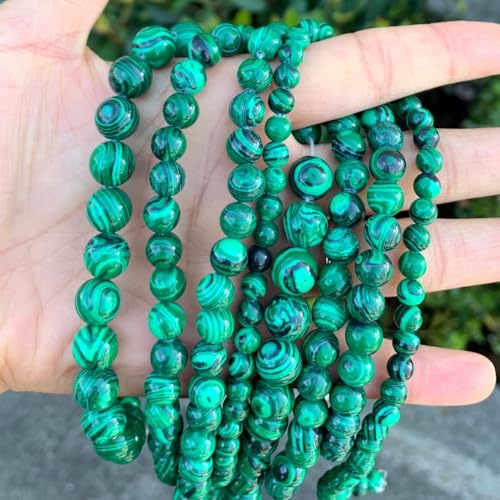 90pcs Synthetic Green Malachite Healing Gemstone 4mm (0.16 inch) Small Round Beads Gem Stone Spacer for Craft Jewelry Making GF25-4 - color: Lab Created Malachite, size: 4mm (90pcs/1 Strand)
