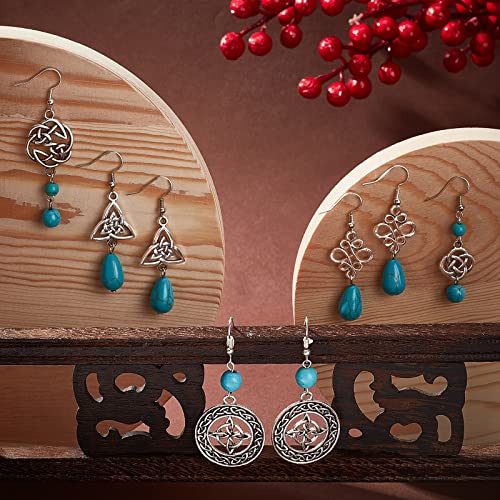 SUNNYCLUE 1 Box DIY Make 10 Pairs Trinity Knot Earring Making Starter Kit Tibetan Style Celtic Knot Links Charms Heart Pendant Turquoise Beads Findings for Women Adults DIY Earring Jewellery Making - color: Celtic Knot Earrings 7