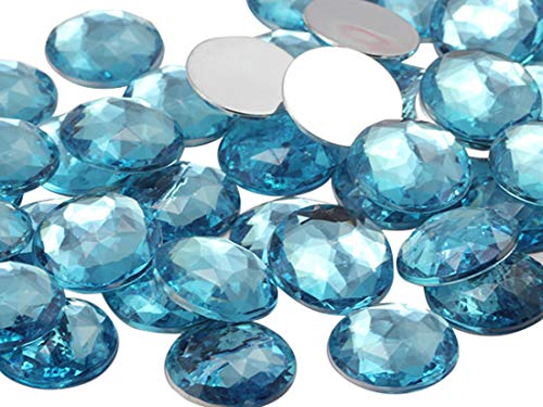 25mm Flat Back Round Acrylic Rhinestones Plastic Circle Gems for Costume Making Cosplay Jewels Pro Grade Embelishments - 20 Pieces (Blue Aqua H109) - color: Blue Aqua H109