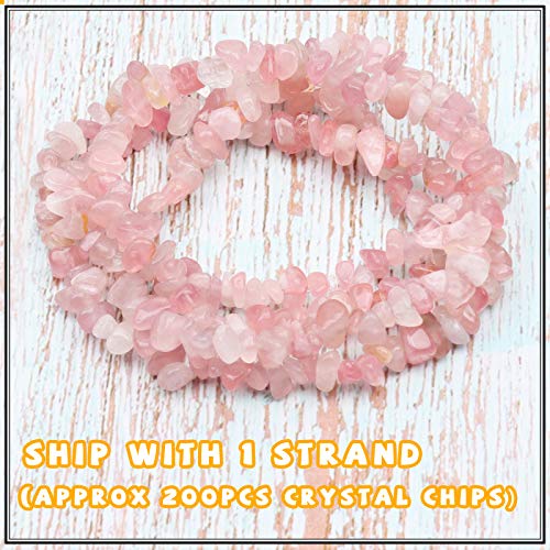 500 pcs Natural Chip Stone Beads, Rose Quartz 5-8 mm Irregular Gemstones Healing Crystal Loose Rocks Bead Hole Drilled for Jewelry Making Bracelet - color: Rose Quartz