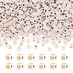 FASHEWELRY 500Pcs White Golden Letter Beads 4.5mm Square Alphabet Beads Acrylic Cube Letter H Beads for Friendship Bracelet Necklace Keychains Jewelry Making - color: Letter H