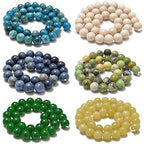 AD Beads Natural Gemstone Smooth Round Loose Beads 15“ 6mm 8mm 10mm (6mm, Apatite) - color: Apatite, size: 6mm