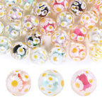 15Pcs Acrylic Beads Round 16mm UV Bead in Bead with Daisy Print Fit for DIY Jewelry Bracelet Necklace Keychain Beadable Pens Mobile Phone Chain Making Cute (Daisy-Mixed Color) - color: Daisy-Mixed color