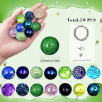 50Pcs Chunky Bubblegum Beads, 20mm Chunky Bubble Gum Beads for DIY Beadable Pens Bracelets Necklaces Pearl Beaded Craft Jewelry Making (Green) - color: Green+Blue+Purple