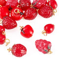 Craftdady Fruit Dangle Charms Pendants Cute Resin Food Pendants Apple Orange Pineapple Strawberry Pendants Lovely Vegetable Mushroom Charms for DIY Craft Earring Bracelet Necklace Jewelry Making - color: Red