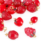Craftdady Fruit Dangle Charms Pendants Cute Resin Food Pendants Apple Orange Pineapple Strawberry Pendants Lovely Vegetable Mushroom Charms for DIY Craft Earring Bracelet Necklace Jewelry Making - color: Red