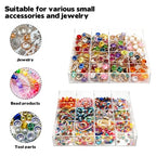 Rainmae 2 Pack 16 Grids Jewelry Organizer Box Clear Plastic Bead Craft Jewelry Organizer Display Tray Rock Collection Box Stackable Acrylic Storage Case for Rings Earrings Necklaces Rhinestone
