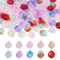 Glass Leaf Beads Crystal Glass Leaf Charms Transparent Leaves Pendants Tiny Green Leaf Bead Caps for Christmas Earring Bracelet Jewelry Making DIY Keychain Craft - color: 10 Colors-Petaline