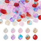 Glass Leaf Beads Crystal Glass Leaf Charms Transparent Leaves Pendants Tiny Green Leaf Bead Caps for Christmas Earring Bracelet Jewelry Making DIY Keychain Craft - color: 10 Colors-Petaline