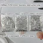 600pcs 9mm 10mm 12mm Stainless Steel Jump Rings Connector O Rings Accessories for Bracelet Necklace Earrings Lanyard Keychain DIY Craft Jewelry Making Supplies - size: 9/10/12mm