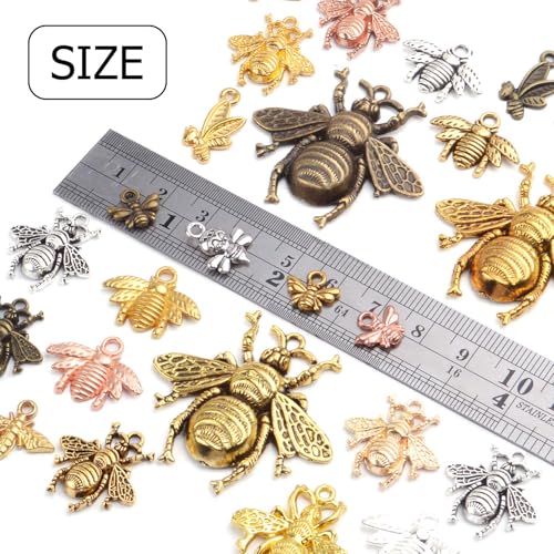 100g Alloy Bee Charm Mixed Honey Bee Pendant Charms Vintage Insect Jewelry Findings for DIY Necklace Bracelet Crafts,40-80pcs - style: Mixed Bee Charms