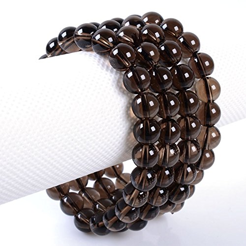 Justinstones Gem Semi Precious Gemstone 8mm Round Beads Stretch Bracelet 7 Inch Unisex - color: Smoky Quartz