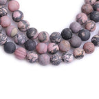 10mm Natural Stone Black Rhodonite Frosted Matte Unpolished Round Beads for Jewelry Making Strand 15 inch - color: Black Rhodonite, size: 10mm