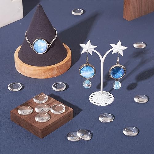 Craftdady 200Pcs Transparent Glass Cabochons 19.5~20mm Clear Glass Flat Back Dome Tile Half Round Cabochon Covers for Photo Pendant Jewelry Making - color: Transparent Clear, size: 20mm Round