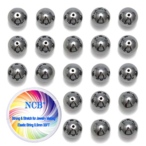 NCB 200pcs 4mm Black Hematite Loose Beads for Jewelry Making, Natural Semi Precious Beads Round Smooth Gemstones Spacer Beads Charms for Necklaces Bracelets (Black Hematite, 4mm 200Beads) - color: Black Hematite, size: 4mm 200Beads