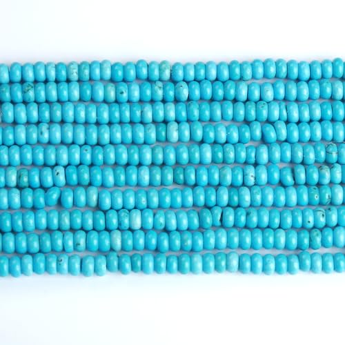 150PCS 2x4mm Natural Blue Turquoise Stone Rondelle Beads Abacus Disk Stone Beads Round Loose Spacer Gemstone Beads for DIY Bracelet Necklace Jewelry Making - color: Blue Turquoise, size: 2x4mm Abacus Disk