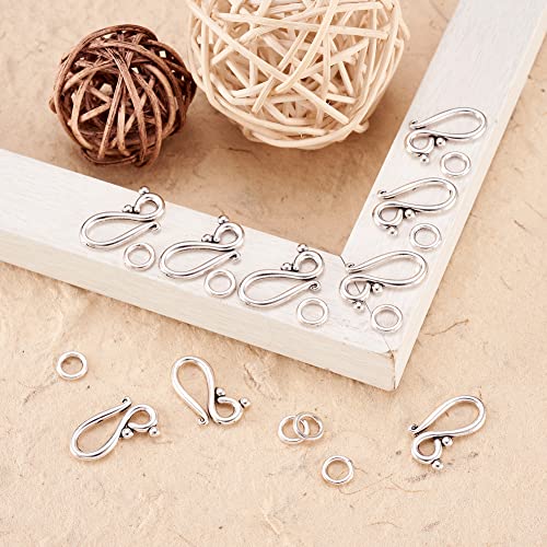 Craftdady 50 Sets Antique Silver S Hook Ring Clasps Tibetan Metal Toggle Clasps Closure End Clasps for Bracelet Necklace Jewelry Making - color: Antique Silver, 20.5x12mm