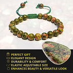 ANAYA AGATE Energy Protection Crystal Handmade Adjustable Bead Bracelet Perfect for Men, Women’s Christmas Gift - Gemstone Healing Stretch Bracelet Pulsera Para Hombre Mujer Stocking Stuffer - color: Unakite