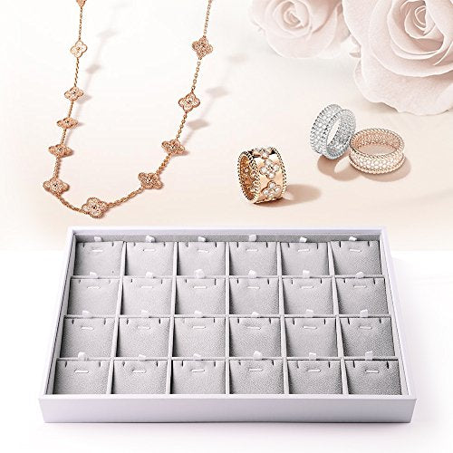Oirlv Velvet Stackable Jewelry Trays Pendant Display Organizer Storage Tray (24 Grids Pendant) - size: 24 Grids Pendant