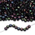 LAIDANLA 1000PCS Acrylic Number Beads Colorful Number Black Round Bead 7×4mm for Jewelry Bracelets Necklaces Key Chains Making - color: W-Colorful Number Black Beads