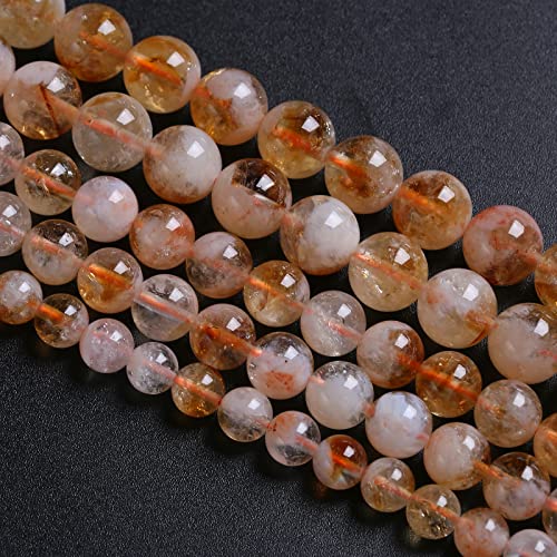 12MM 32PCS Natural Stone Citrine A Grade Quartz Crystal Loose Beads for Jewelry Making DIY Bracelet Necklace 1 Strand 15’’ - color: Citrine A, size: 12mm