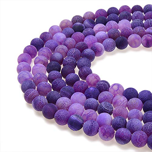 Gorgeous Purple Frosted Agate Natural Gemstone Loose Beads 8mm Matte Round Approxi 15.5 inch DIY Bracelet Necklace for Jewelry Making - color: Purple Frosted Agate, size: 8mm