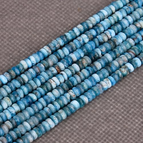 BONNY BOXX 1 Strand (150PCs) Natural 2 * 4mm Apatite Rondelle Beads, Natural Abacus Disk Stone Beads Loose Spacer Gemstone for DIY Bracelet Necklace Jewelry Making - color: Apatite, size: 2*4MM