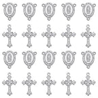 Jiali Q 20 Piece Set Rhinestone Cross Connectors and Pendants for Jewelry Making (Silver) - color: SILVER