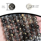 200Pcs Glass Round Beads 8mm Transparent Ink Wash Dye Sprinkled Gold Scattered Beads Handmade DIY Bead Material Bracelet Accessories (Black) - color: Black