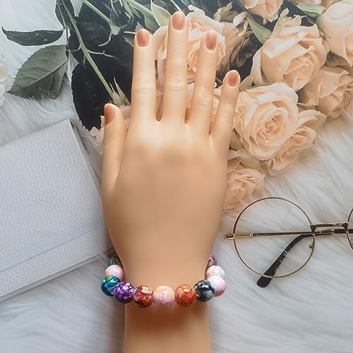 200PCS Acrylic Crystal Beads for Jewelry Making Round Loose Beads Charms Ink Patterns for Bracelets Earring Necklace Rings Adults Beading DIY Art Craft Projects Decor Birthday Gifts (14mm) - size: 14mm