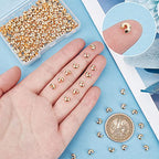 Beebeecraft 200Pcs/Box Crimp Beads Covers 18K Gold Plated Brass Half Round Open Crimp Beads Knot Covers Caps 4mm for DIY Jewelry Makings - color: Gold, size: 4mm