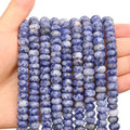 BONNY BOXX 1 Strand Natural 5 * 8mm Blue Dot Rondelle Beads, Natural Abacus Disk Stone Beads Loose Spacer Gemstone for DIY Bracelet Necklace Jewelry Making - color: Blue Dot, size: 5*8MM