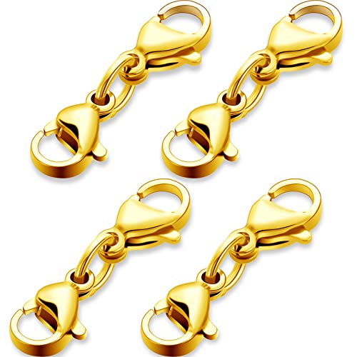 MTLEE Double Lobster Clasp Extender Double Claw Connector Bracelet Extension Clasp Small Bracelet Necklace Shortener for DIY Jewelry Making(0.98 Inch,Gold) - color: Gold, size: 0.98 Inch