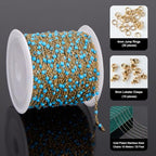UMAOKANG 10 Meters Light Blue Enamel Bead Chains for Jewelry Making Gold Plated Stainless Steel Chain Bulk on Spool - color: Light Blue Bead-Gold