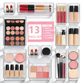 13 Pcs Desk Organizer Tray for Makeup, 5 Sizes Vanity Makeup Drawer Organizer Set, Non-Slip Desk Drawer Organizer Trays for Bathroom, Bedroom, Office, Fits Jewelry - size: 13Pack