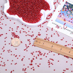 8/0 Glass Seed Beads Bulk, Deep Red with Silver 3mm Tiny Round Craft Seed Bead, Small Mini Pony Beads for Jewelry Making Bracelet Necklace Wrist Beading Weaving Supplies, 2500pcs - color: Deep Red with Silver