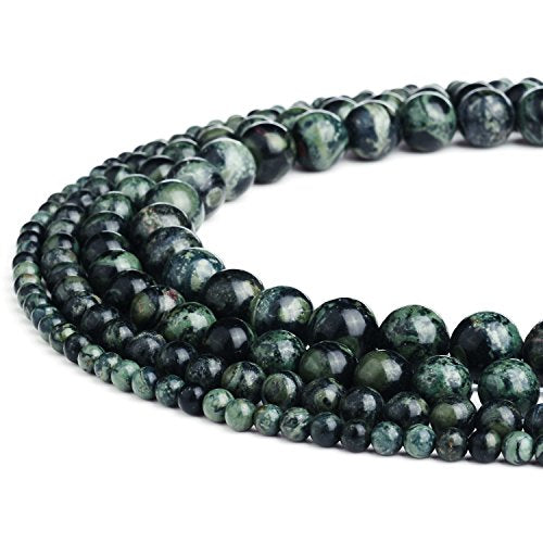 RUBYCA Natural Kambaba Jasper Gemstone Round Loose Beads Green for Jewelry Making 1 Strand - 4mm - color: Kambaba Jasper, size: 4 MM