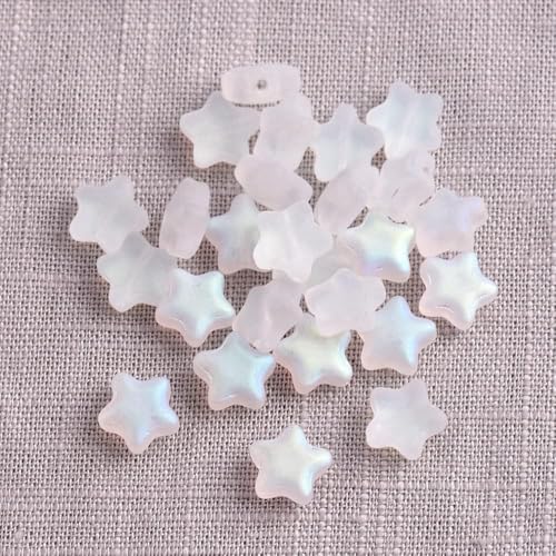 30 Pcs Crystal Glass Star Beads, Matte White 8mm Small Star Shape Crystal Lampwork Glass Loose Beads Lot for Jewelry Making DIY Jewelry Findings Beading Supplies