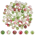 1 Box 120pcs 6mm Watermelon Red Stone Beads Round Tourmaline Energy Jade Polish Crystal Smooth Gemstone Loose Spacer Bead Charm Bulk for Jewelry Making Bracelet Necklace DIY Craft Supply - size: 6mm 120pcs