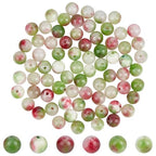 1 Box 120pcs 6mm Watermelon Red Stone Beads Round Tourmaline Energy Jade Polish Crystal Smooth Gemstone Loose Spacer Bead Charm Bulk for Jewelry Making Bracelet Necklace DIY Craft Supply - size: 6mm 120pcs