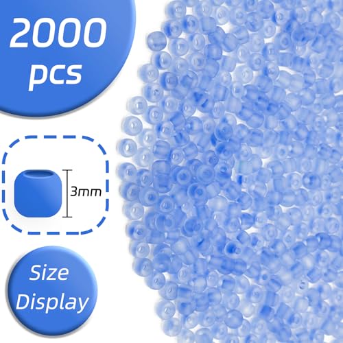 3mm Frosted Glass Beads Bulk, 2000 Pcs Jewelry Making Beads for Friendship Bracelet, Pendants, Key Chains, Necklaces, Hairpins (Royal Blue) - color: Royal Blue, size: 3mm
