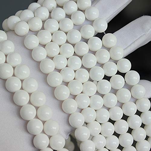 MJDCB 7A Natural Deep Sea White Shells Round Stone Beads for Jewelry Making DIY Bracelet Necklace (12mm) - color: Deep Sea White Shells, size: 12mm