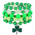 Emibele Colorful Stretch Bracelet Stack Boho Beaded Bracelet Set Heishi Surfer Bracelet Stackable Y2K Trendy Jewelry Friendship Multiple Set Women Fans - style: Green 5PCS